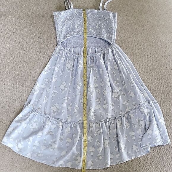 Hollister Light Blue Floral Smocked Woven Short Dress - Size Small - Picture 12 of 14